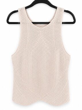 Ribbed High Neck Curved Hem Sweater Tank